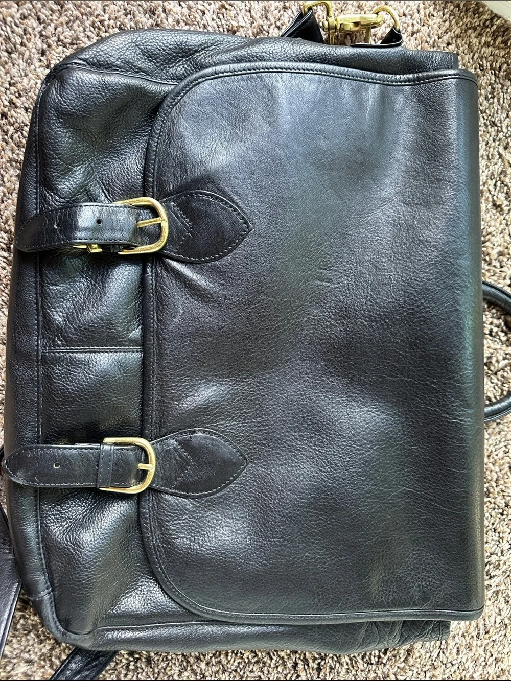 Gorgeous Vintage-Style Black Real Leather Messenger Bag / Briefcase 💼